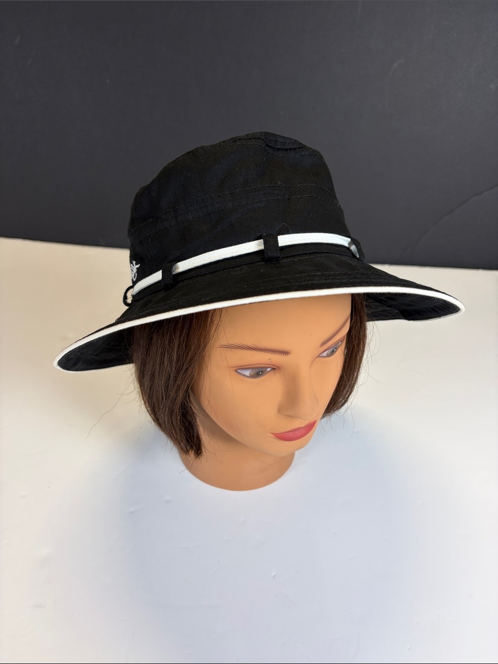 Panama Jack Black Wide Brim Sun Hat Packable Beach Resort Hat One Size